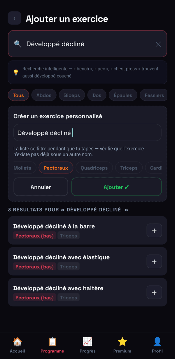 La création d’un exercice personnalisé